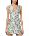 Alice And Olivia Tatum Deep V Mini Dress In Multi