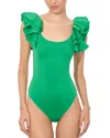 Alice And Olivia Tawny Ruffle Sleeve Bodysuit
