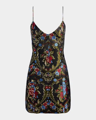 ALICE AND OLIVIA TAYLA FLORAL JACQUARD STRUCTURED MINI DRESS