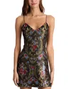 Alice And Olivia Tayla Floral Jacquard Structured Mini Dress In Black