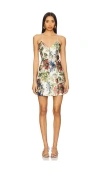 Alice And Olivia Tayla Structured Lantern Mini Dress In Green,ivory