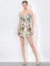 Alice And Olivia Tayla Structured Lantern Mini Dress In Off White Multi