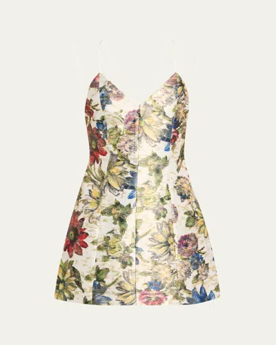 Alice And Olivia Tayla Structured Lantern Mini Dress In White