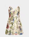 Alice And Olivia Tayla Structured Lantern Mini Dress In Off White Multi