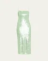 Alice And Olivia Taylor Sequined Midi Dress In Green
