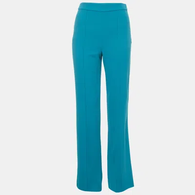 Pre-owned Alice And Olivia Teal Crepe Flared Zip-up Trousers S In Blue