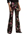 Alice And Olivia Teeny Floral Bootcut Trousers In Black