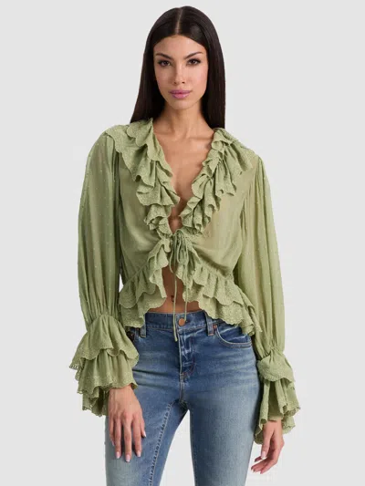 Alice And Olivia Tenney Cropped Top In Green