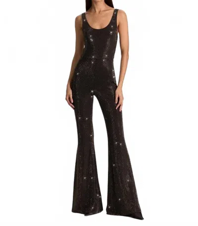 Alice And Olivia Teresa Embellished Jumpsuit In Black/dorado In Multi