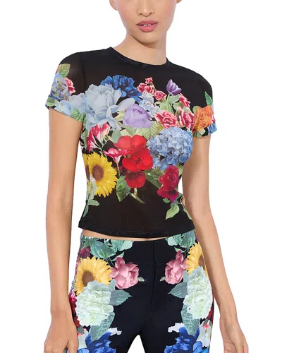 Alice And Olivia Tess Crewneck Mesh Tee In Multi