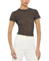 Alice And Olivia Tess Crewneck Tee In Black White Dot