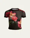 Alice And Olivia Tess Crew Neck Tee In Multi