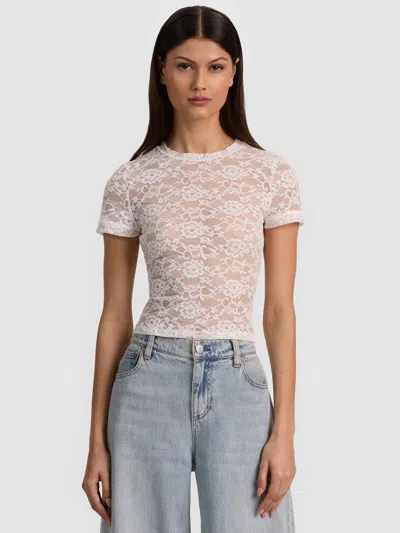 Alice And Olivia Tess Lace Tee Off White