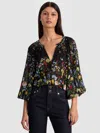 Alice And Olivia Thalia Long Sleeved Button Down Blouse In Black