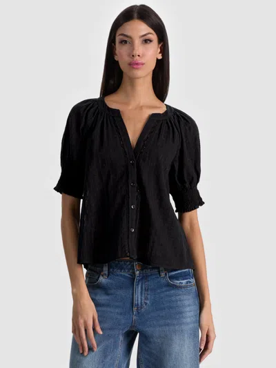 Alice And Olivia Thalia Button Down Blouse In Black