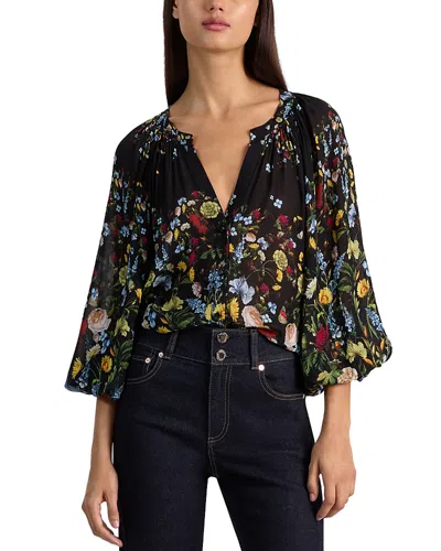 Alice And Olivia Thalia Long Sleeved Button Down Blouse In Multi