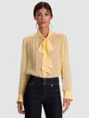 Alice And Olivia Thayer Tie Neck Blouse In Gold