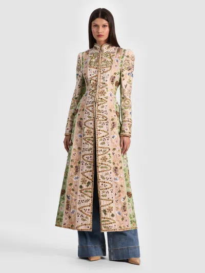 Alice And Olivia Thomas Embellished Coat In Brown