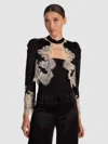 Alice And Olivia Thomasina Lace Trim Jacket In Multi