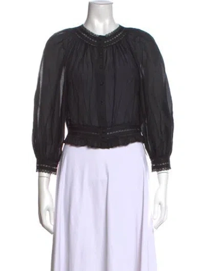 Pre-owned Alice And Olivia Three-quarter Sleeve Blouse In Black