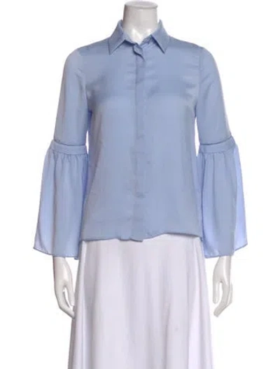 Pre-owned Alice And Olivia Three-quarter Sleeve Blouse In Blue