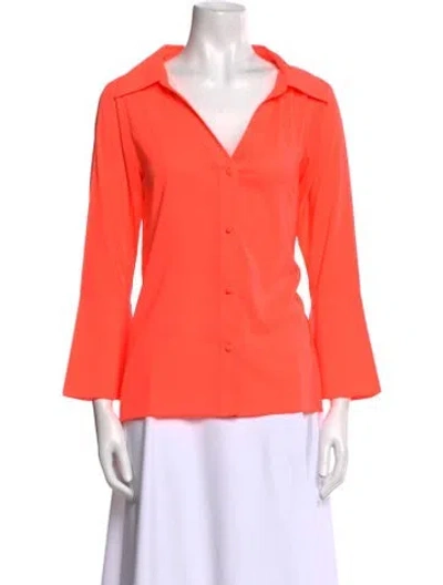 Pre-owned Alice And Olivia Three-quarter Sleeve Blouse In Orange