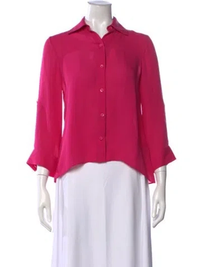 Pre-owned Alice And Olivia Three-quarter Sleeve Blouse In Pink