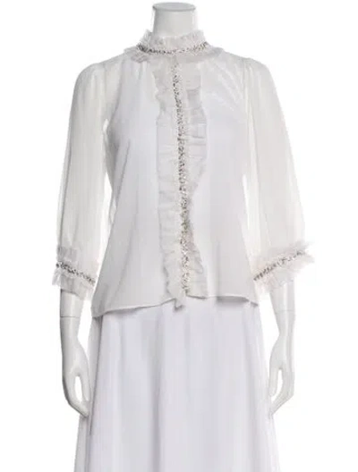 Pre-owned Alice And Olivia Three-quarter Sleeve Blouse In White