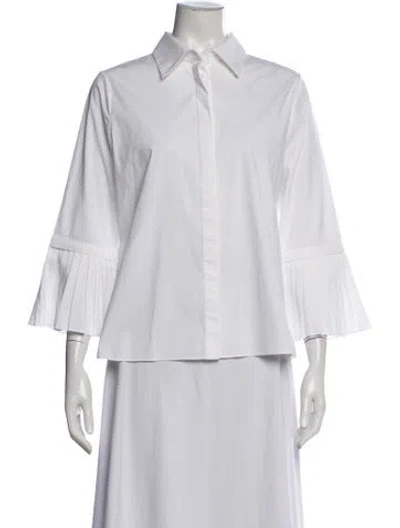 Pre-owned Alice And Olivia Three-quarter Sleeve Blouse In White