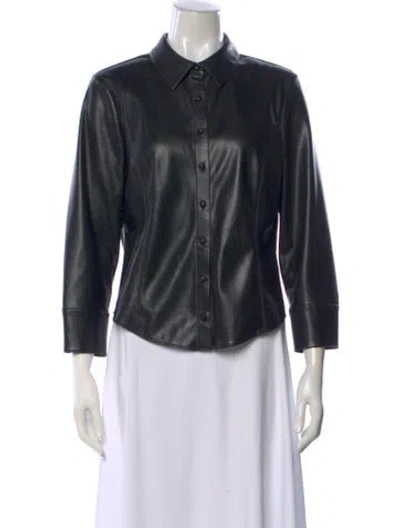 Pre-owned Alice And Olivia Three-quarter Sleeve Button-up Top In Black