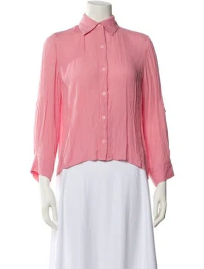 Pre-owned Alice And Olivia Three-quarter Sleeve Button-up Top In Pink