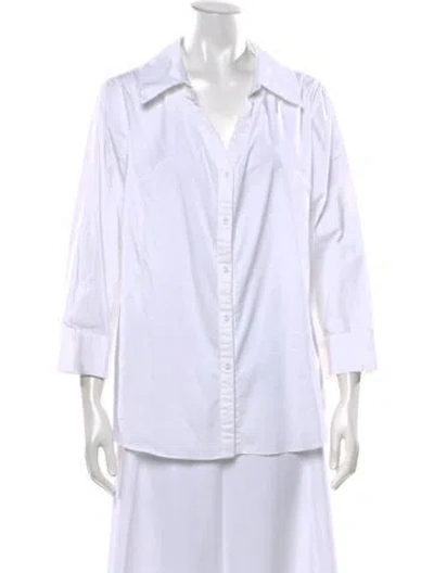 Pre-owned Alice And Olivia Three-quarter Sleeve Button-up Top In White