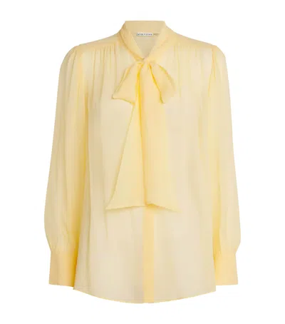 Alice And Olivia Tie-neck Blouse In Yellow