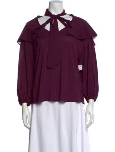 Pre-owned Alice And Olivia Tie Neck Long Sleeve Blouse In Purple