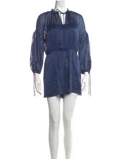 Pre-owned Alice And Olivia Tie Neck Romper In Blue