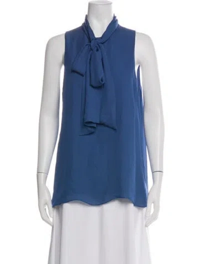 Pre-owned Alice And Olivia Tie Neck Sleeveless Top In Blue