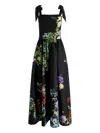Alice And Olivia Oriana Tie Strap Drop-waist Midi Dress In Black