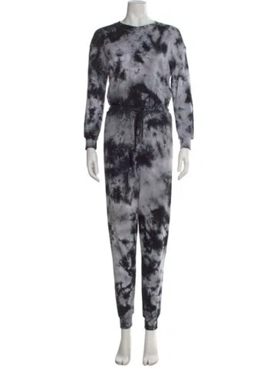 Pre-owned Alice And Olivia Tie-dye Print Bateau Neckline Jumpsuit In Blue