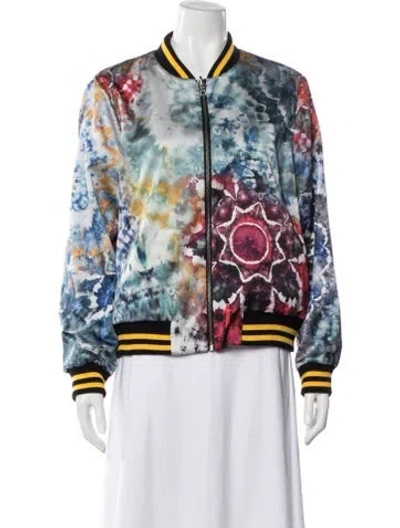 Pre-owned Alice And Olivia Tie-dye Print Bomber Jacket In Blue