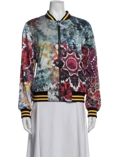 Pre-owned Alice + Olivia Tie-dye Print Bomber Jacket In Blue/red