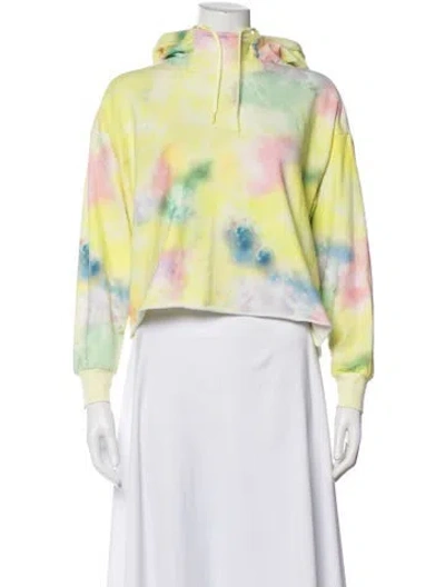 Pre-owned Alice And Olivia Tie-dye Print Crew Neck Hoodie In Yellow