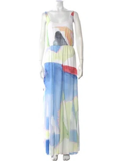 Pre-owned Alice And Olivia Tie-dye Print Long Dress In Blue