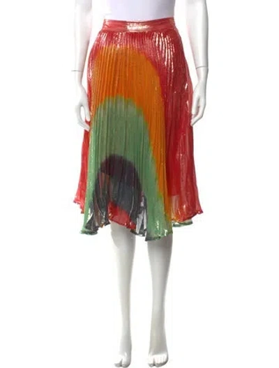 Pre-owned Alice And Olivia Tie-dye Print Midi Length Skirt In Red