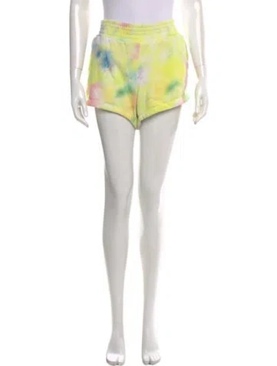 Pre-owned Alice And Olivia Tie-dye Print Mini Shorts In Yellow