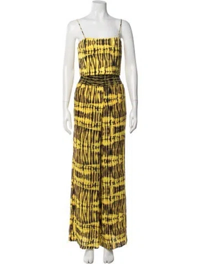 Pre-owned Alice And Olivia Tie-dye Print Pant Set In Yellow