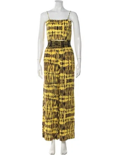 Pre-owned Alice And Olivia Tie-dye Print Pant Set In Yellow