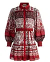 Alice And Olivia Tiffie Belted Long-sleeve Mini Shirtdress In Multi