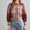 ALICE AND OLIVIA TIFFIE ROSE FATAL ATTRACTION DRAMA SLEEVE BUTTON DOWN BLOUSE