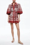 Alice And Olivia Tiffie Belted Long-sleeve Mini Shirtdress In Multi
