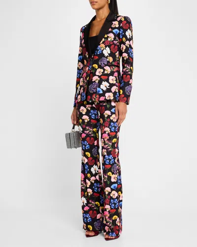 Alice And Olivia Hundley Floral Blazer In Black Floral